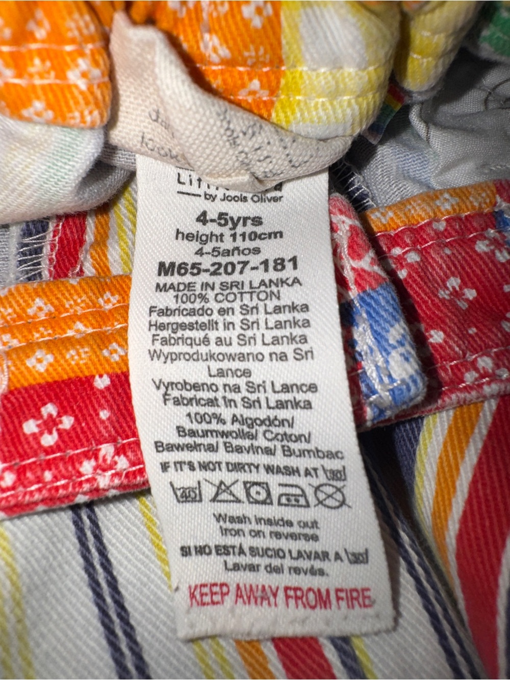 Little Bird Jools Oliver rainbow stripe denim pants patchwork pockets size 4-5 - Picture 5 of 5